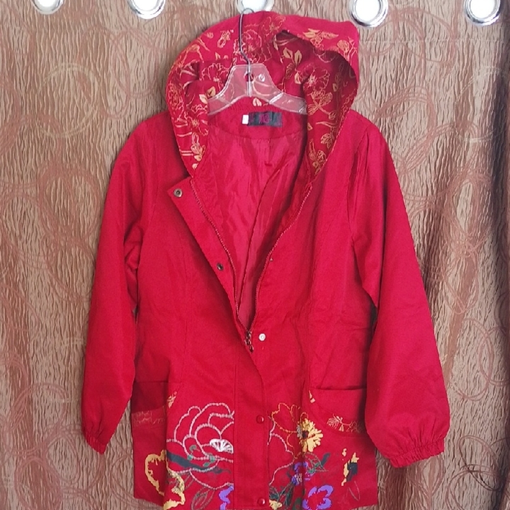 Red Jacket with Floral Design